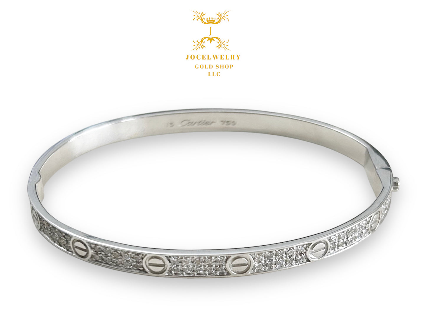 Bangle full natural diamond white gold slim type