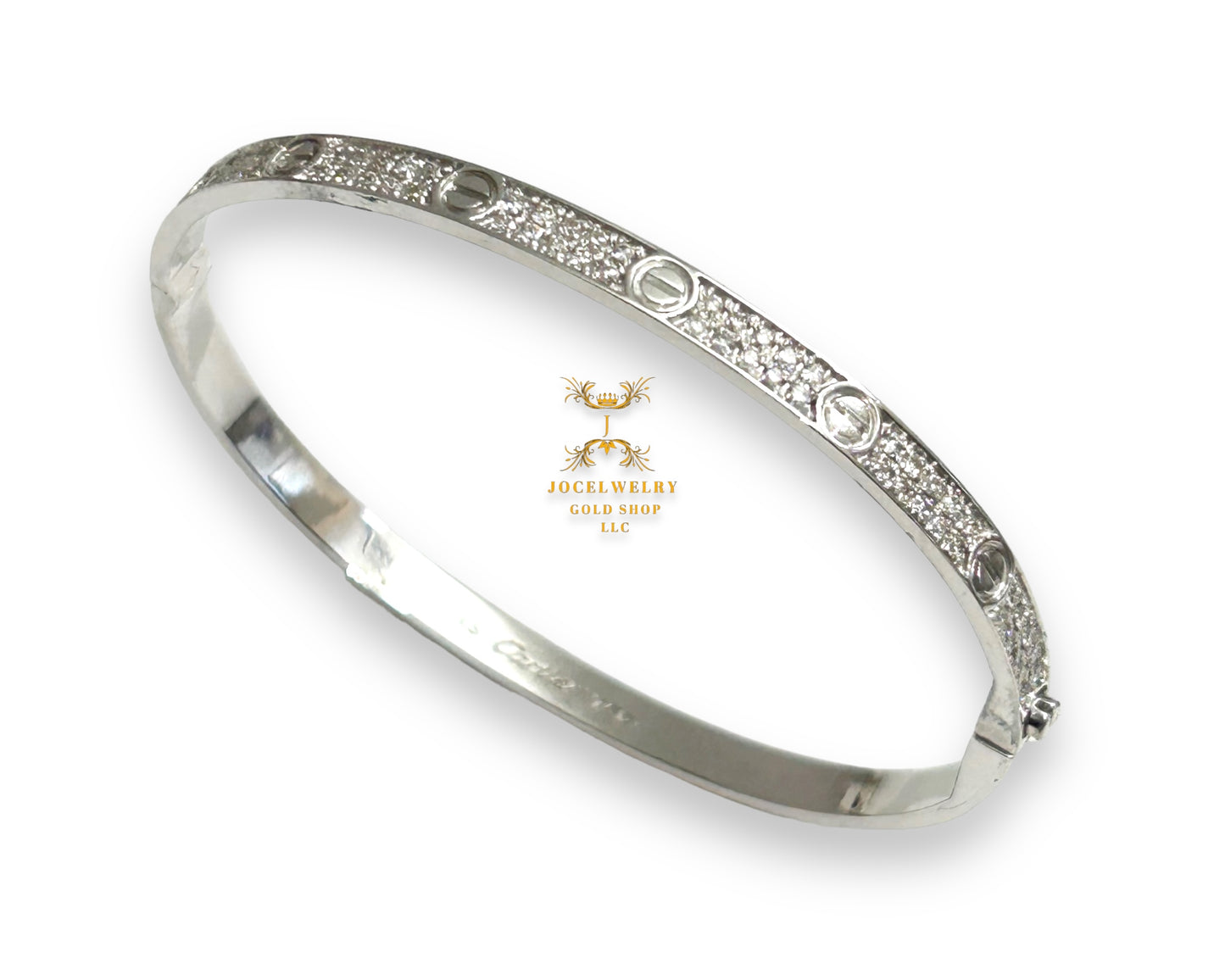 Bangle full natural diamond white gold slim type