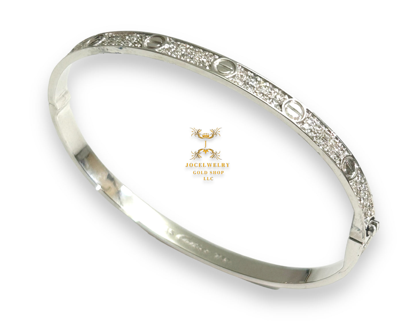 Bangle full natural diamond white gold slim type