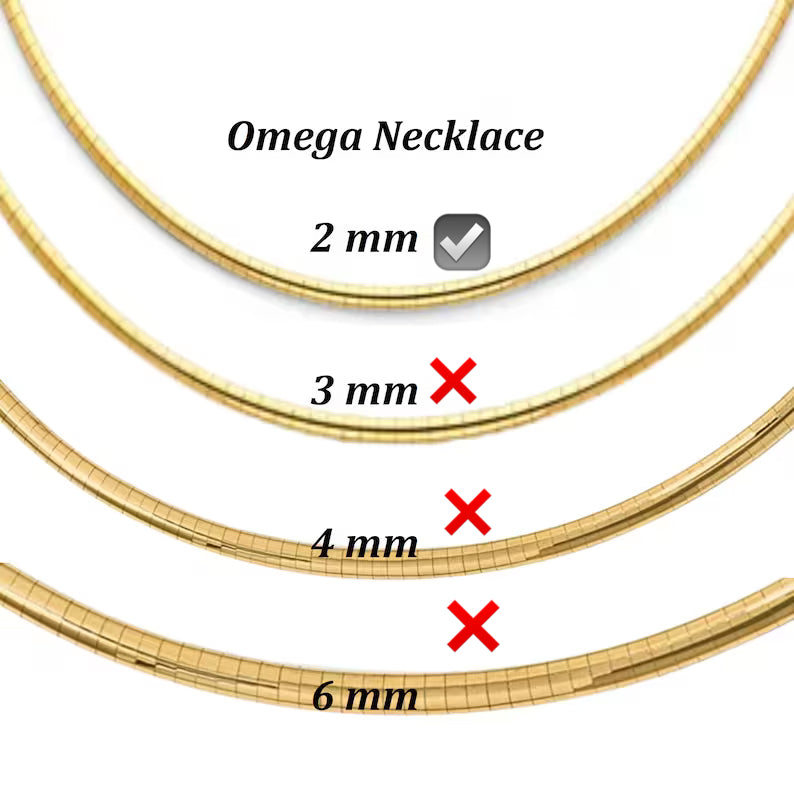 Necklace Flexible omega yellow and white gold 2mm 17 inches