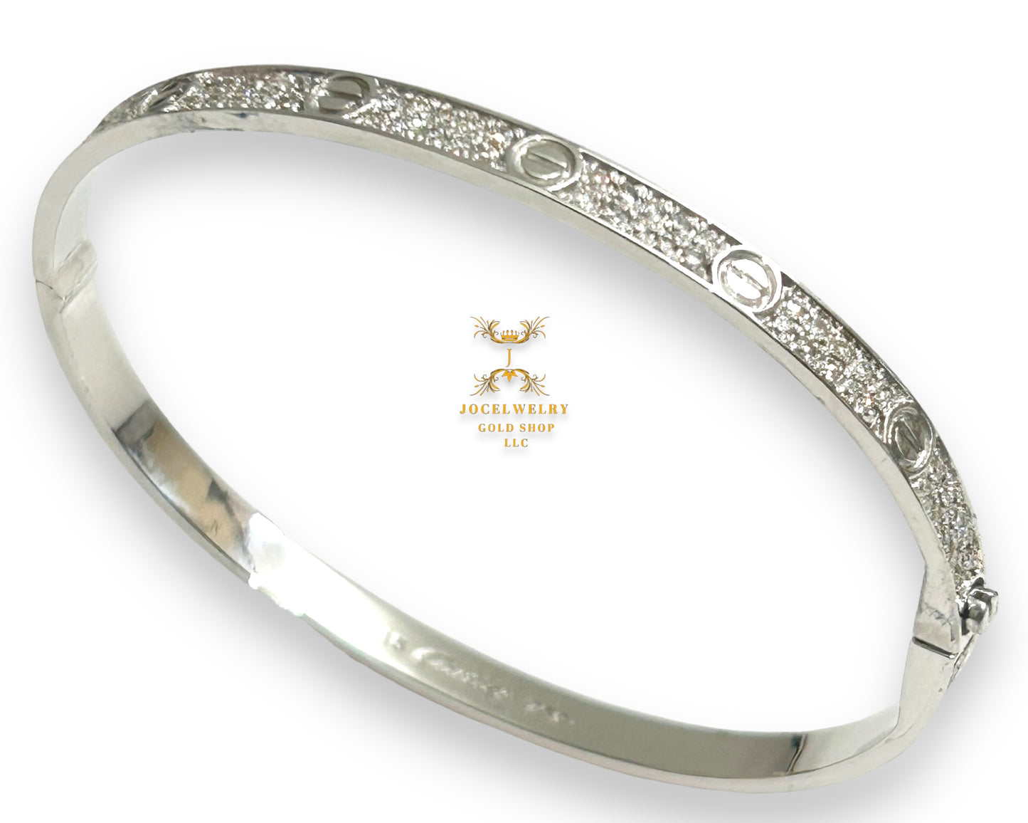 Bangle full natural diamond white gold slim type