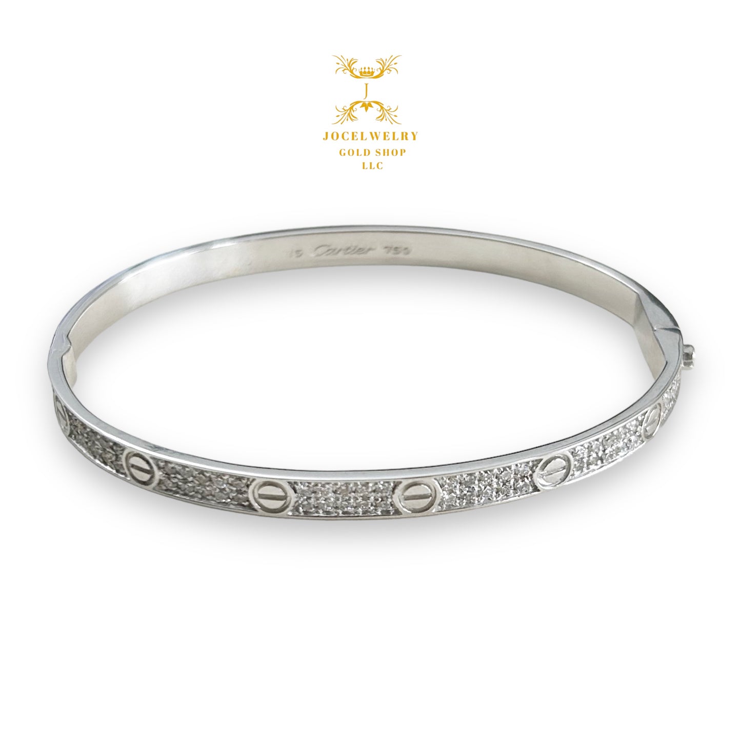 Bangle full natural diamond white gold slim type