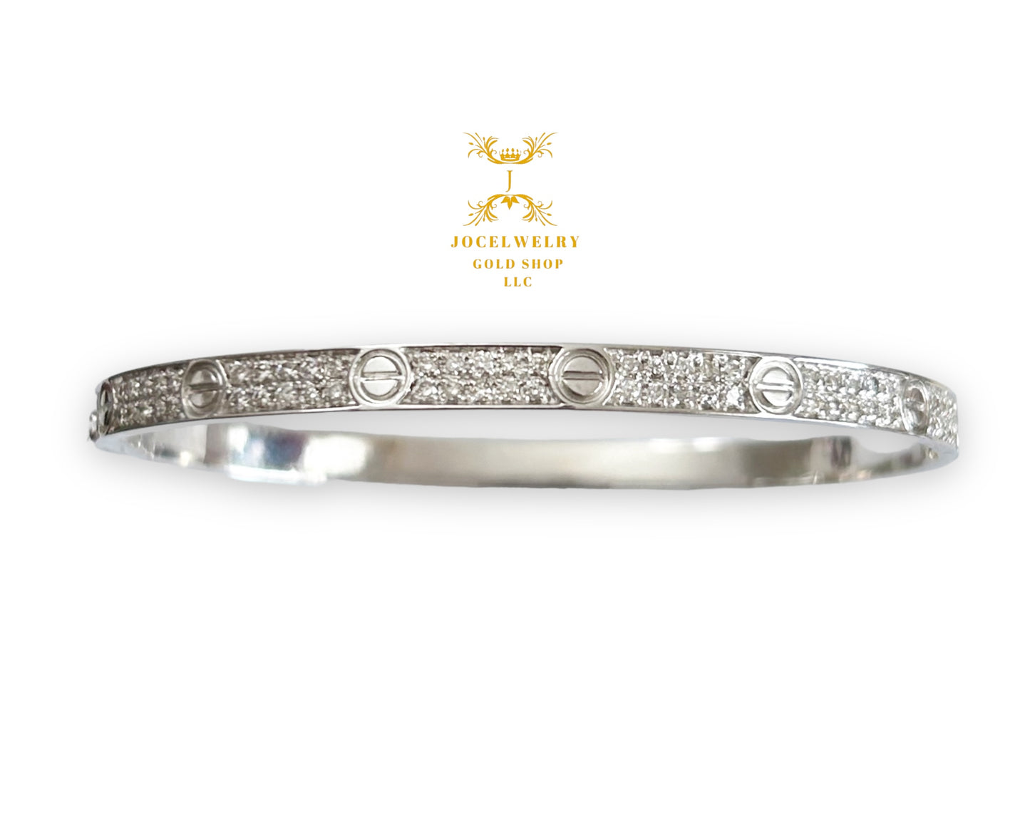 Bangle full natural diamond white gold slim type