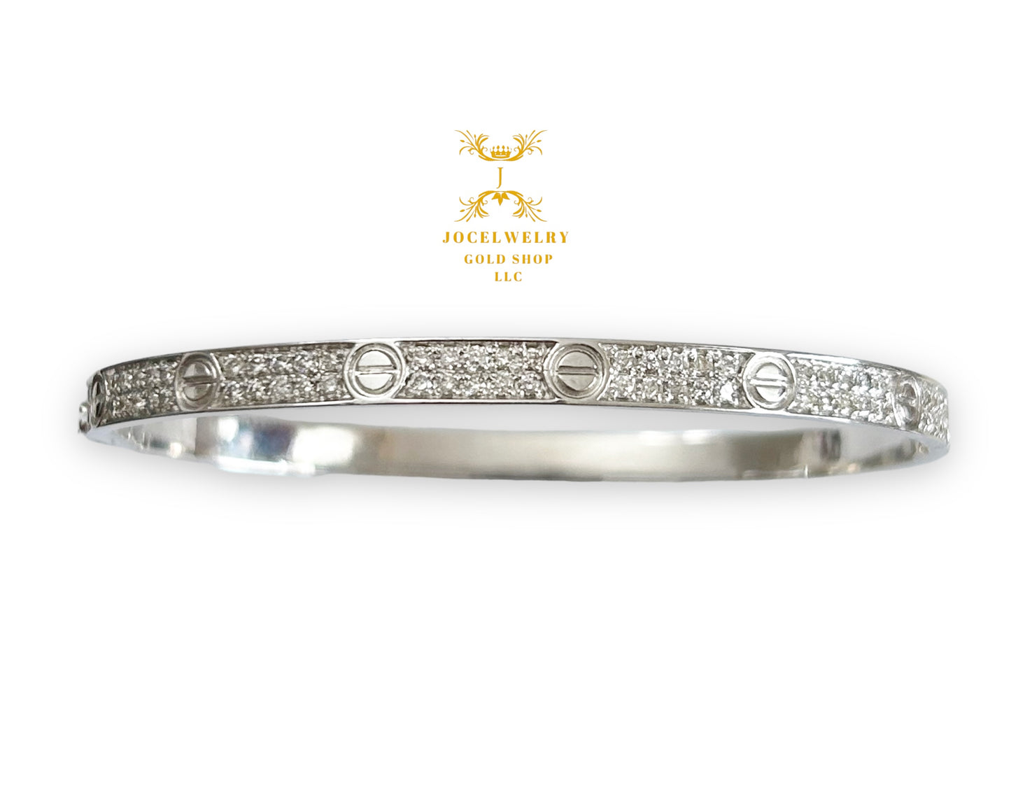 Bangle full natural diamond white gold slim type