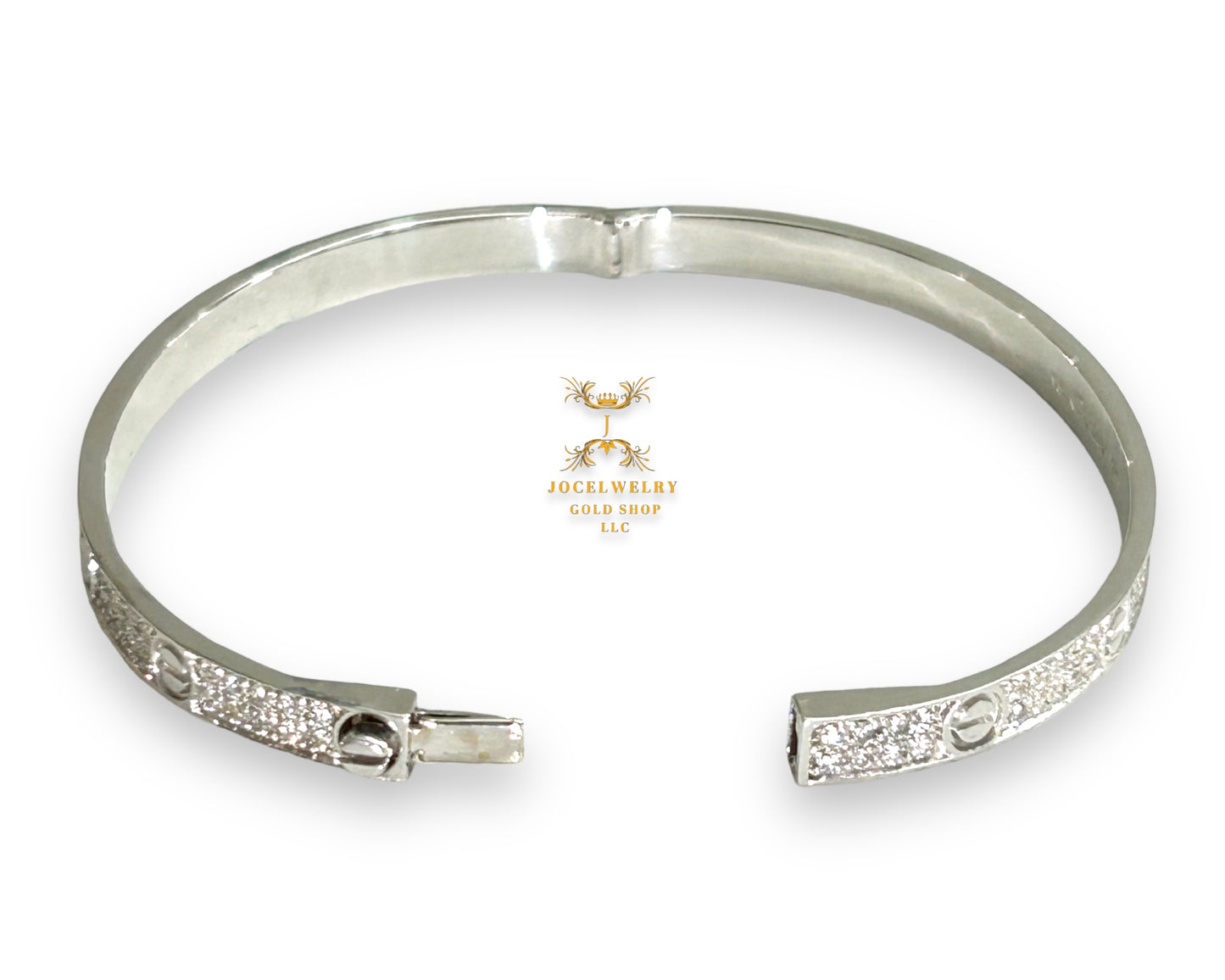 Bangle full natural diamond white gold slim type