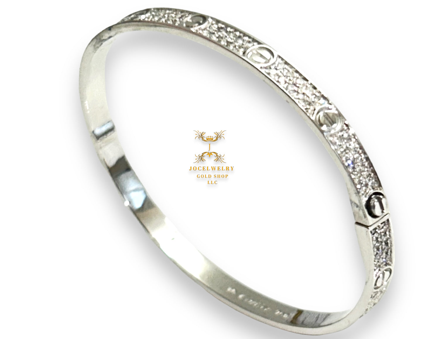 Bangle full natural diamond white gold slim type