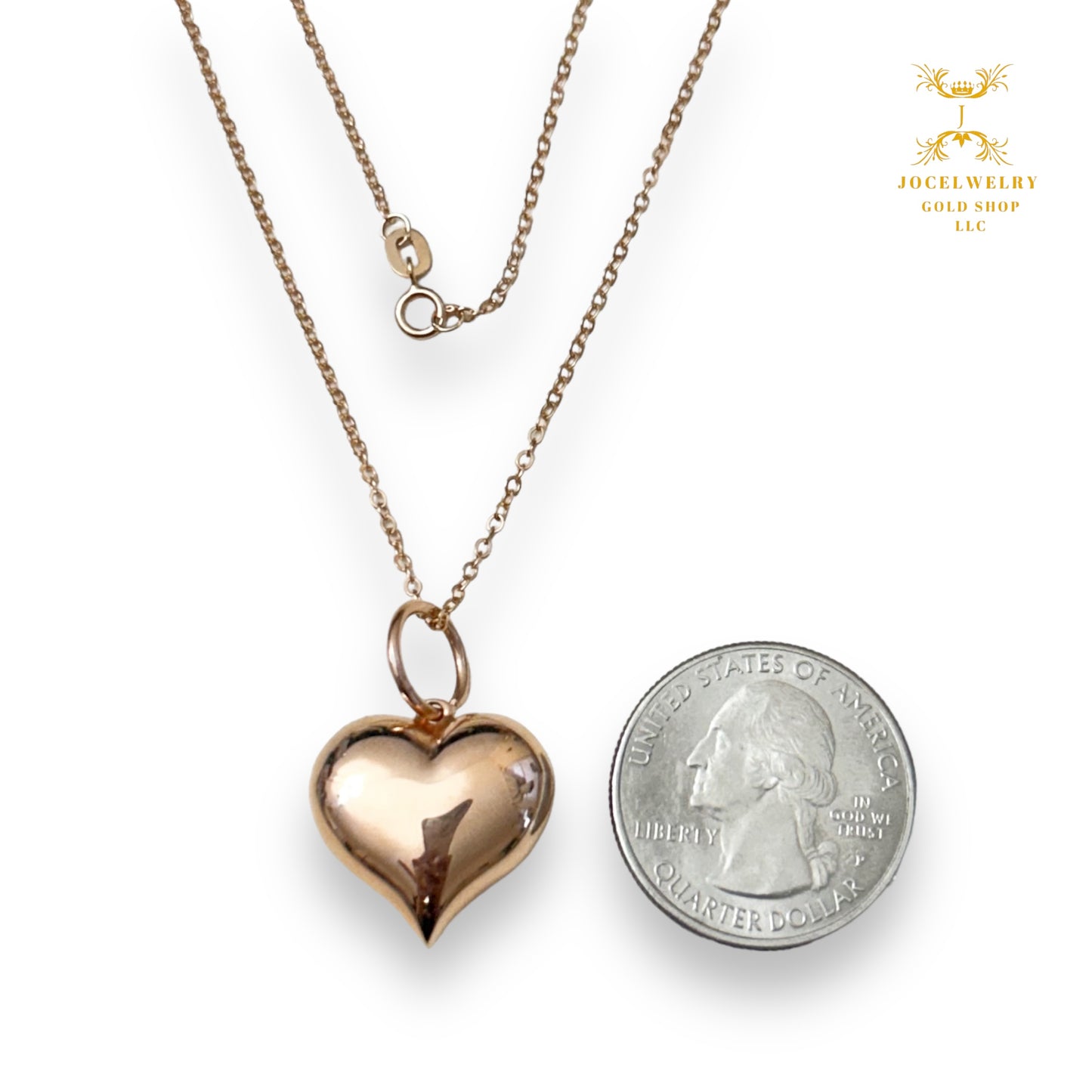 Necklace rose gold 20mm heart 18 inches