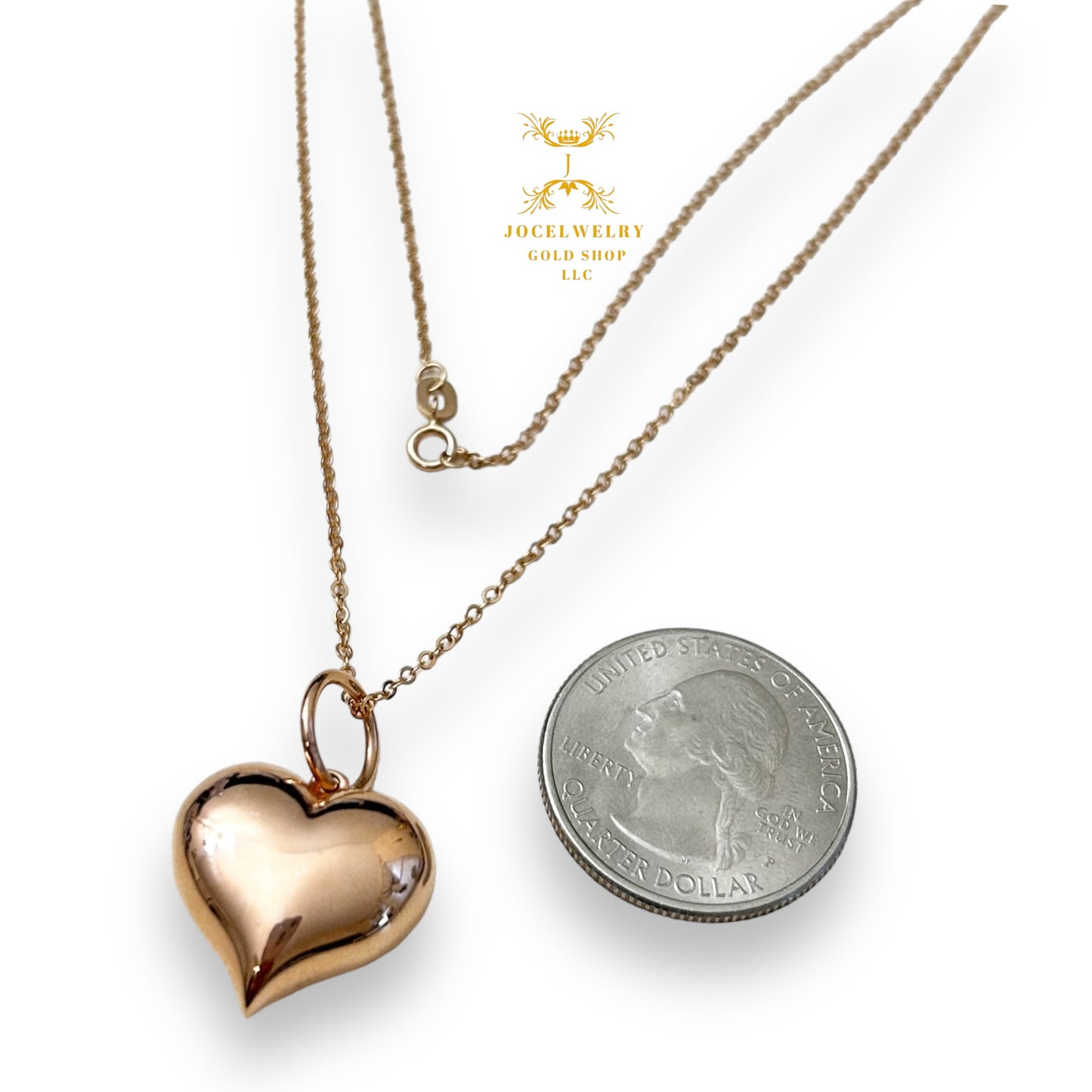 Necklace rose gold 20mm heart 18 inches