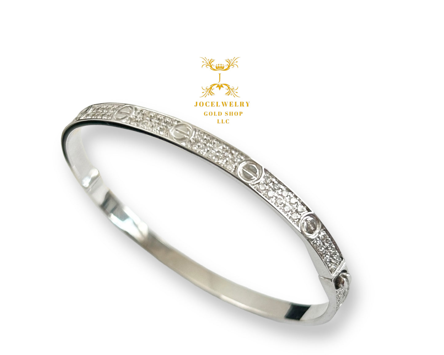 Bangle full natural diamond white gold slim type