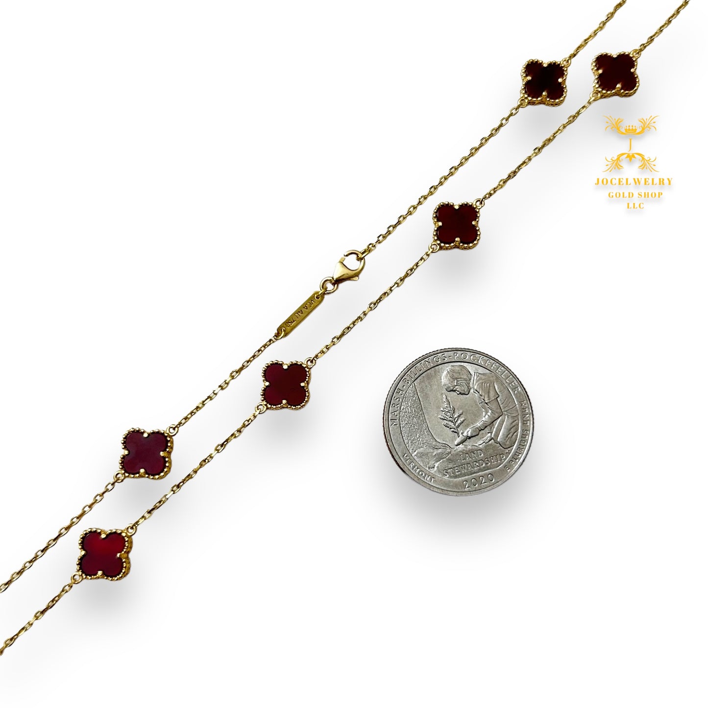 Necklace Red clover station necklace 18 inches