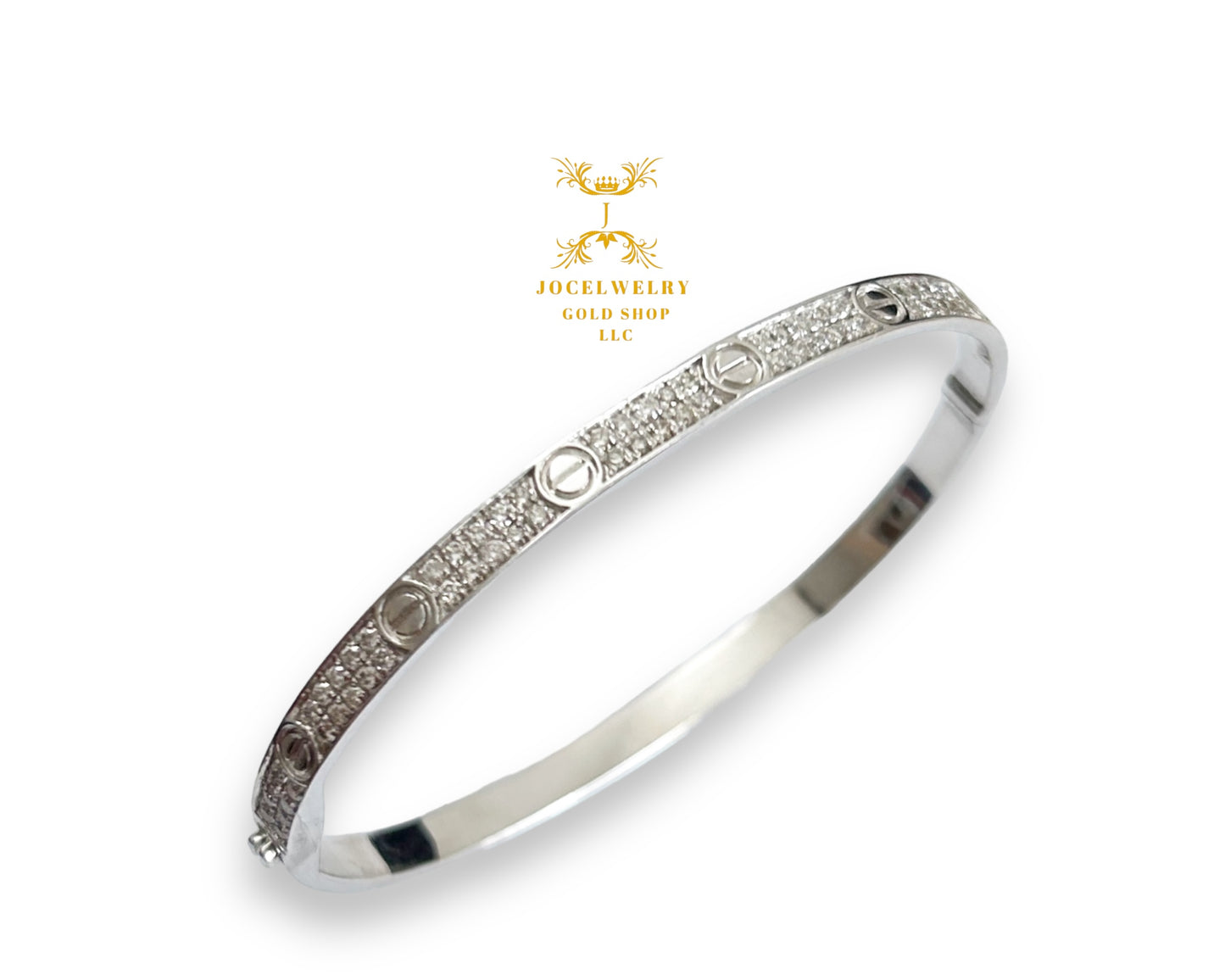 Bangle full natural diamond white gold slim type