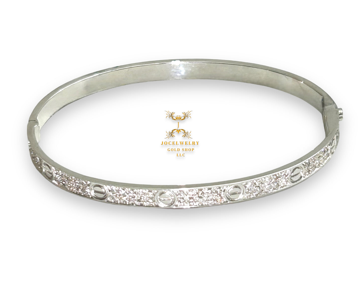 Bangle full natural diamond white gold slim type