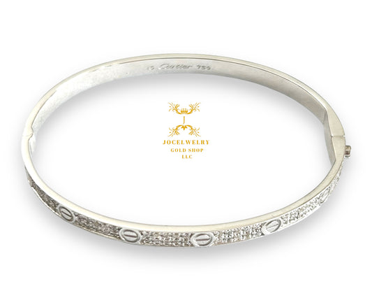 Bangle full natural diamond white gold slim type