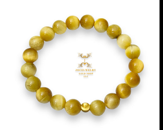 Z-Lucky bracelet with 18k cat eye charm golden tiger eye