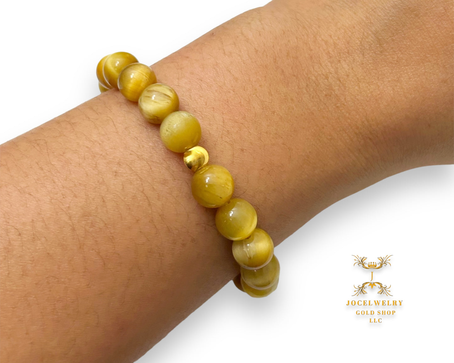 Z-Lucky bracelet with 18k cat eye charm golden tiger eye